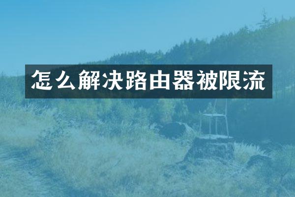 怎么解决路由器被限流
