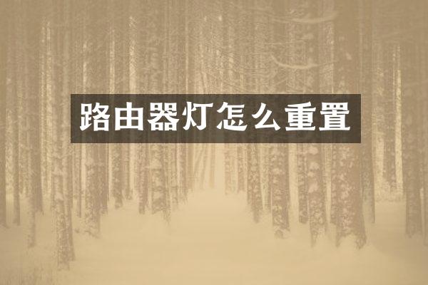路由器灯怎么重置
