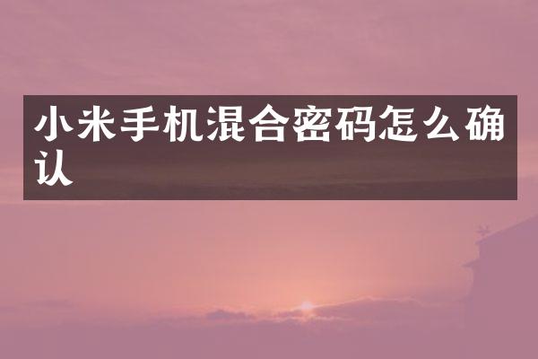 小米手机混合密码怎么确认