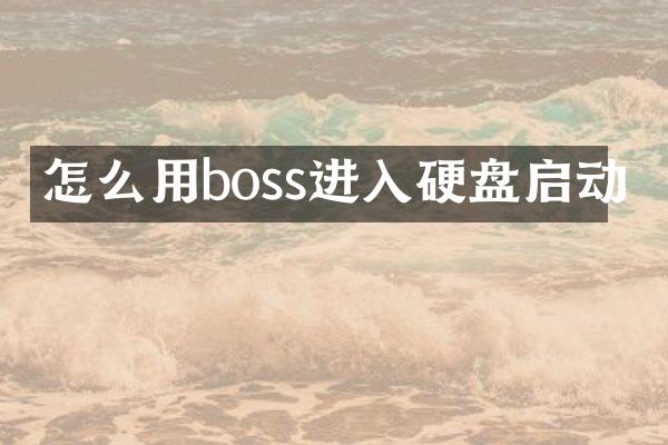怎么用boss进入硬盘启动
