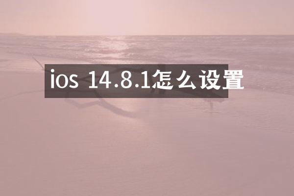 ios 14.8.1怎么设置