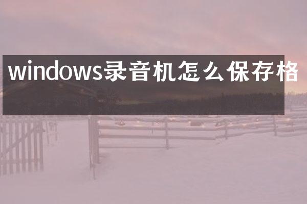 windows录音机怎么保存格式