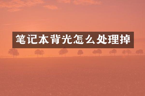 笔记本背光怎么处理掉