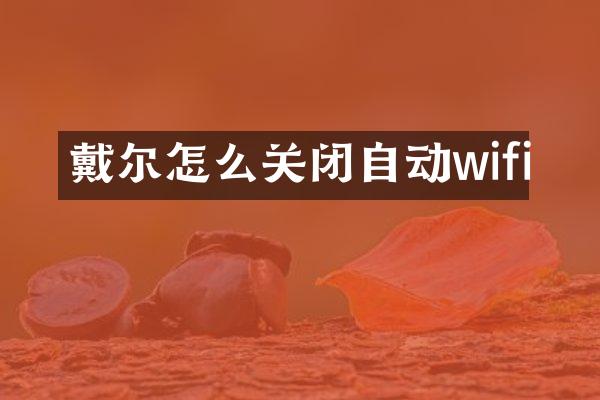 戴尔怎么关闭自动wifi