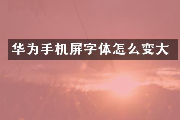 华为手机屏字体怎么变大