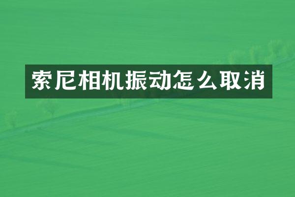 相机振动怎么取消