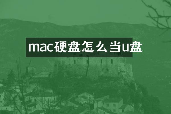 mac硬盘怎么当u盘
