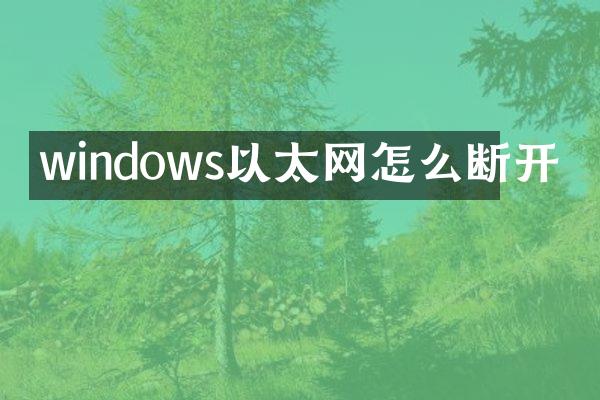 windows以太网怎么断开