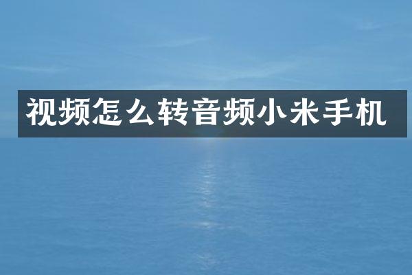 视频怎么转音频小米手机