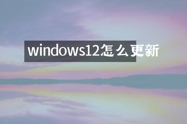 windows12怎么更新