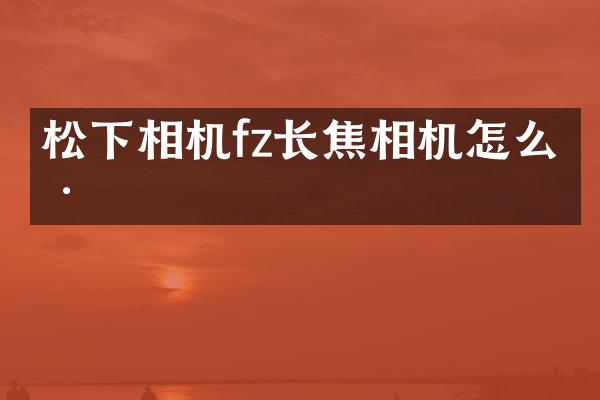相机fz长焦相机怎么样