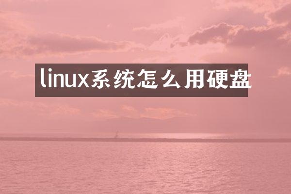 linux系统怎么用硬盘