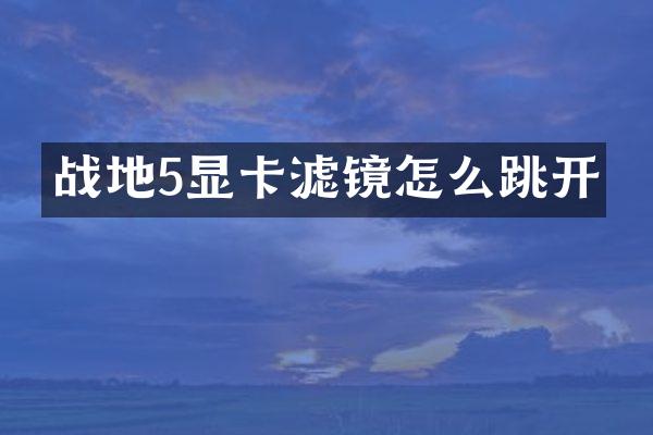 战地5显卡滤镜怎么跳开