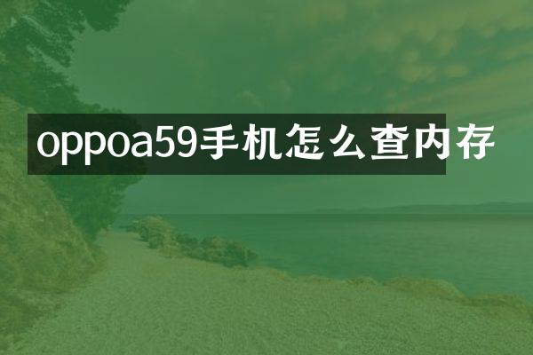 oppoa59手机怎么查内存