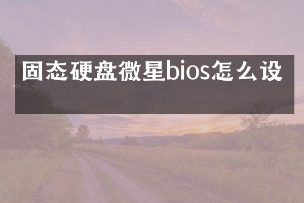 固态硬盘微星bios怎么设置
