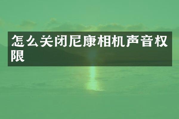 怎么关闭尼康相机声音权限