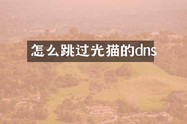 怎么跳过光猫的dns