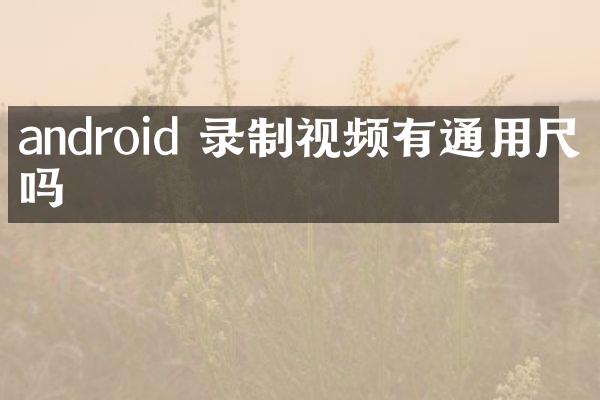 android 录制视频有通用尺寸吗