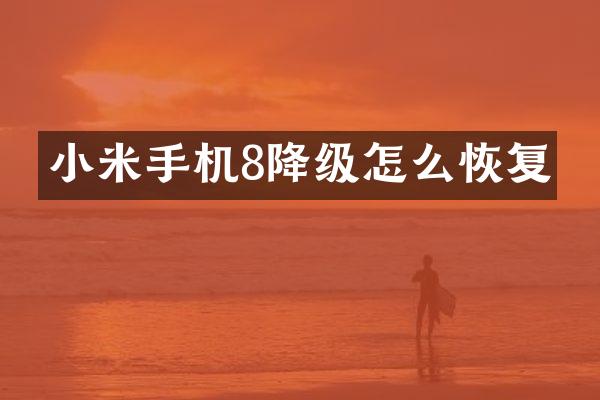 小米手机8降级怎么恢复