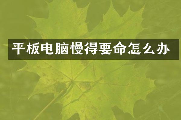 平板电脑慢得要命怎么办