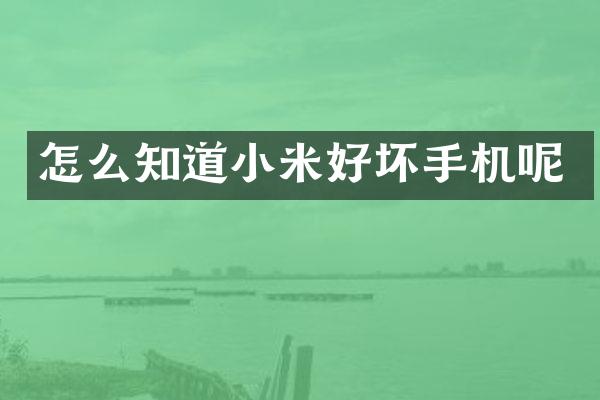 怎么知道小米好坏手机呢