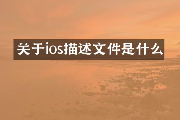 关于ios描述文件是什么