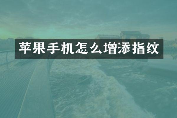 苹果手机怎么增添指纹