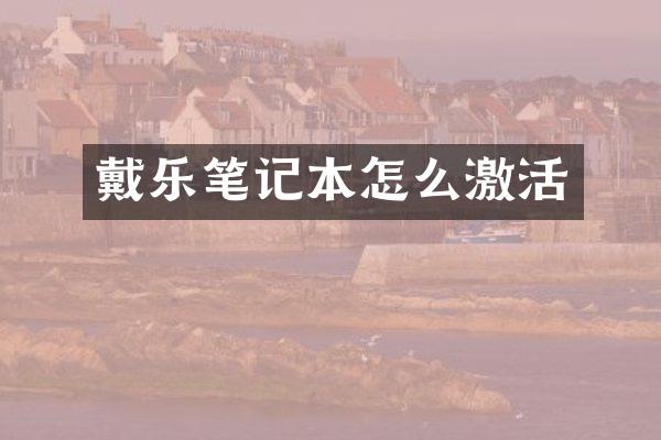 戴乐笔记本怎么激活