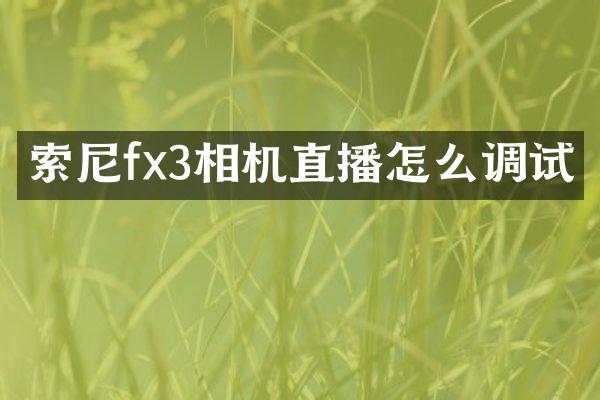 fx3相机直播怎么调试