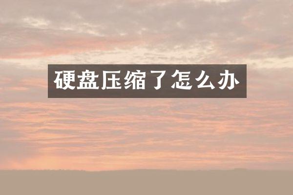 硬盘压缩了怎么办