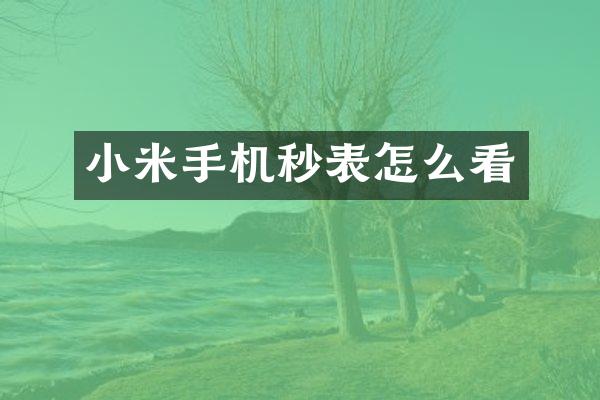 小米手机秒表怎么看