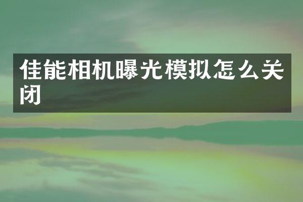 佳能相机曝光模拟怎么关闭