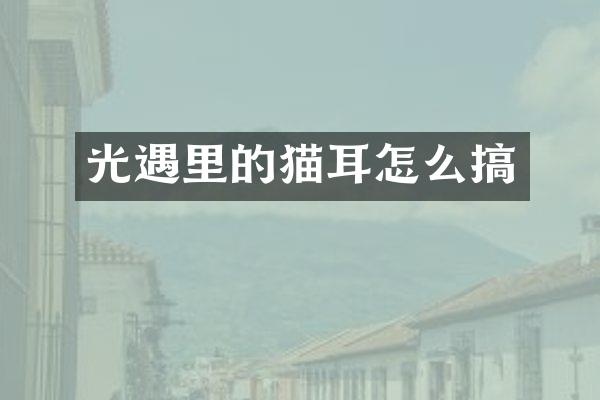 光遇里的猫耳怎么搞