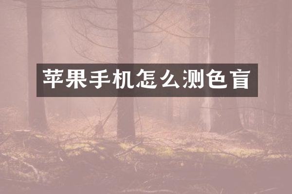 苹果手机怎么测色盲
