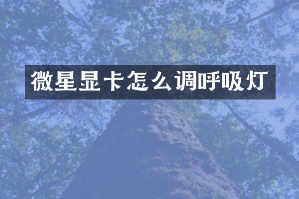 微星显卡怎么调呼吸灯