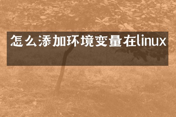 怎么添加环境变量在linux中