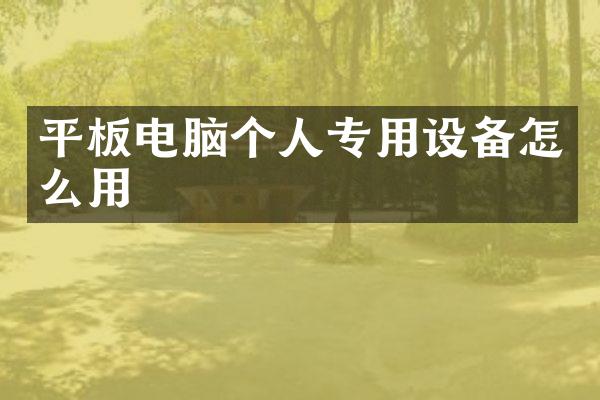 平板电脑个人专用设备怎么用