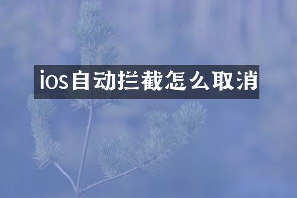 ios自动拦截怎么取消