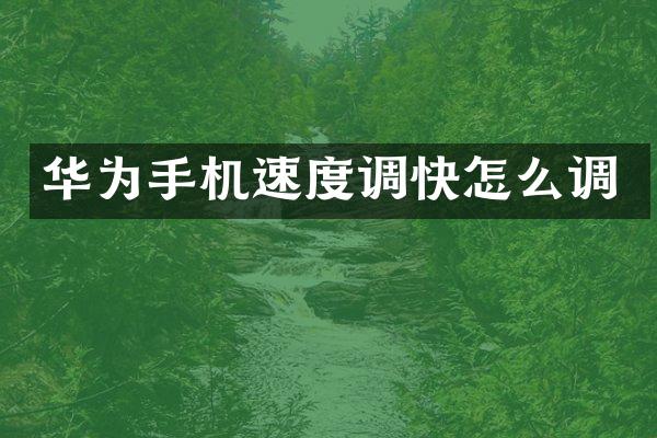 华为手机速度调快怎么调