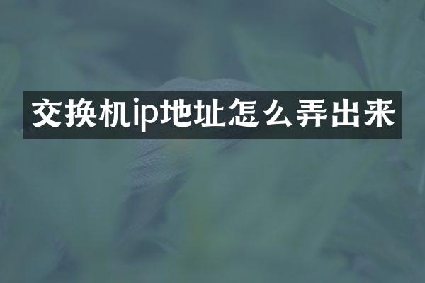 交换机ip地址怎么弄出来