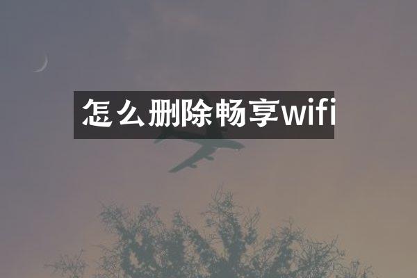 怎么删除畅享wifi