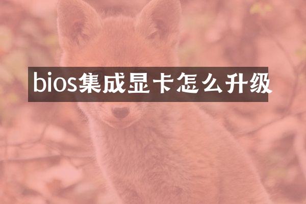 bios集成显卡怎么升级