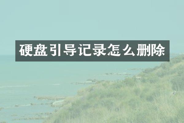 硬盘引导记录怎么删除