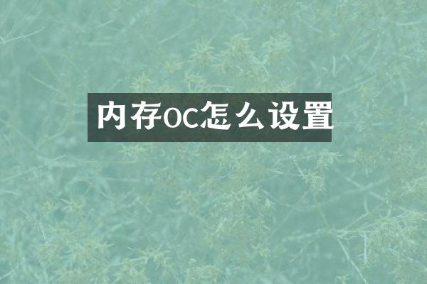 内存oc怎么设置