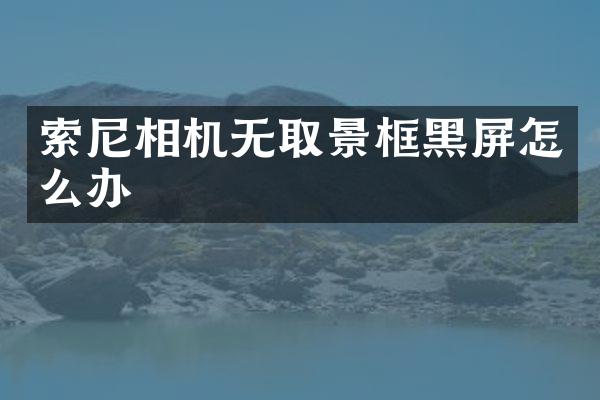 相机无取景框黑屏怎么办