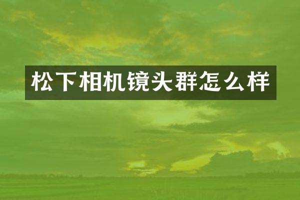 相机镜头群怎么样