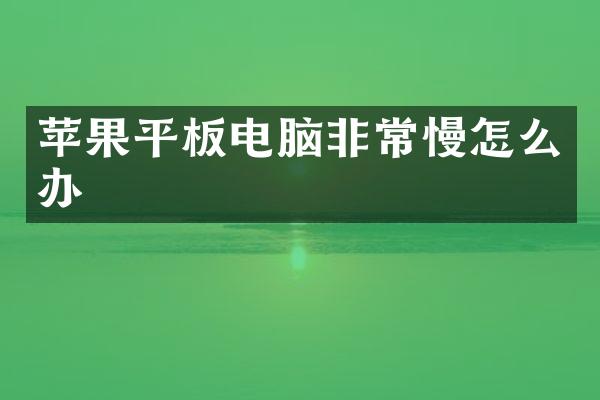 苹果平板电脑非常慢怎么办