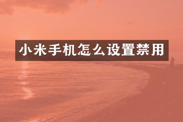 小米手机怎么设置禁用