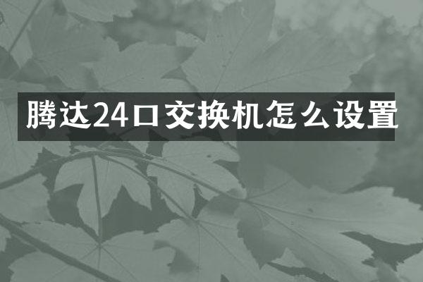 腾达24口交换机怎么设置