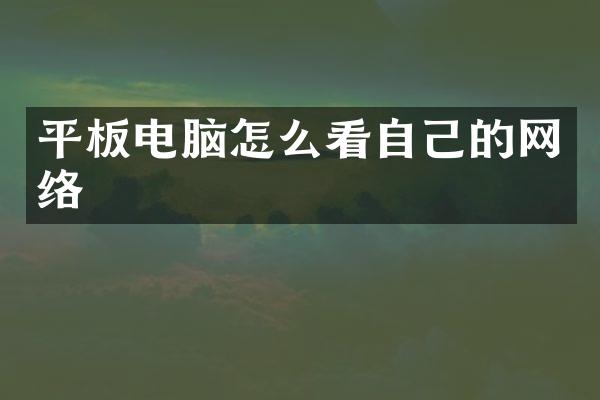 平板电脑怎么看自己的网络
